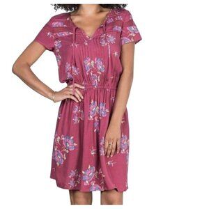 Matilda Jane Women's Pink Floral Rayon Lace Detail Dress Size M